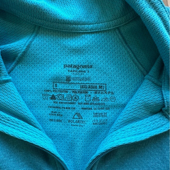Patagonia 44451 Womens Capilene 3 Midweight Zip-Neck Turquoise Teal jacket small - Picture 7 of 7